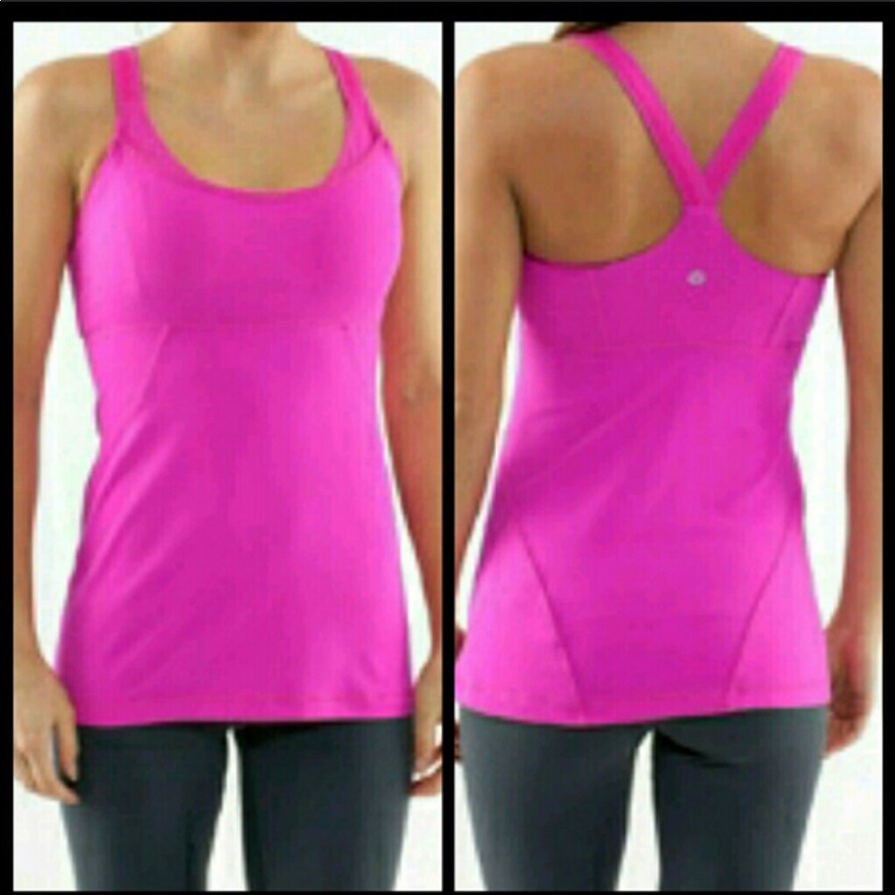 Lululemon Hot Pink Cross My Heart Work Out Tank